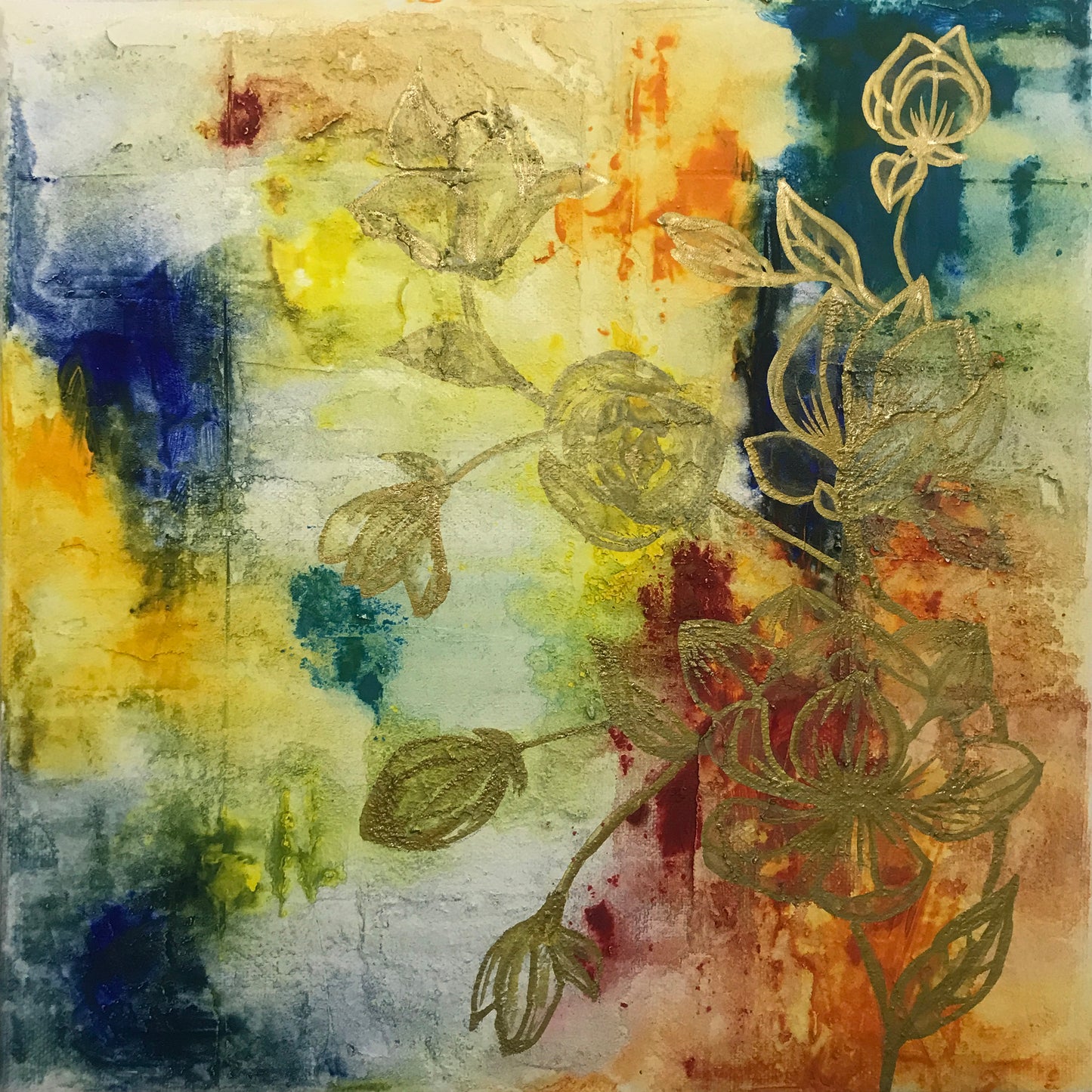 Magnolia Gemälde auf Leinwand 30x30cm