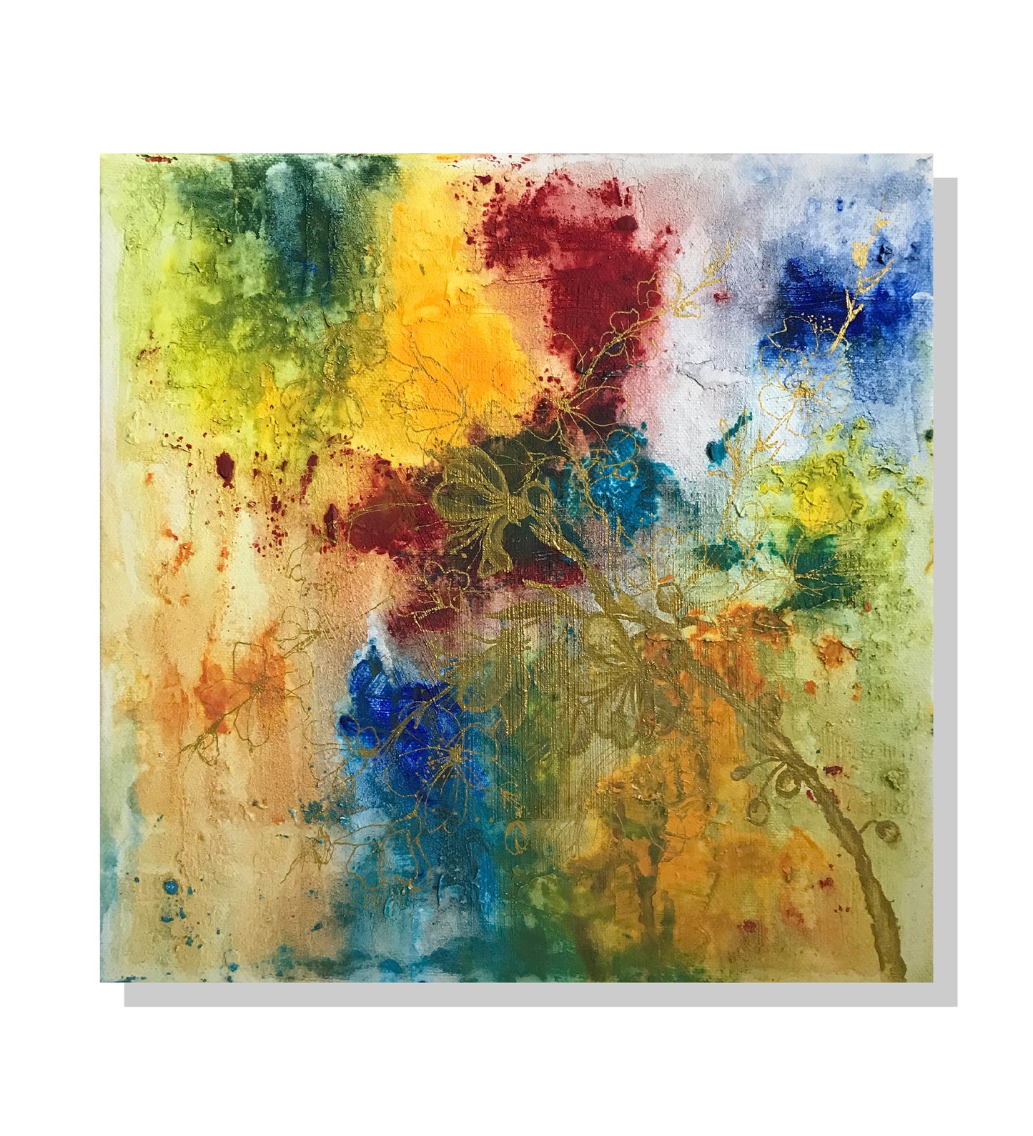 Kirschblüte Gemälde auf Leinwand 30x30cm