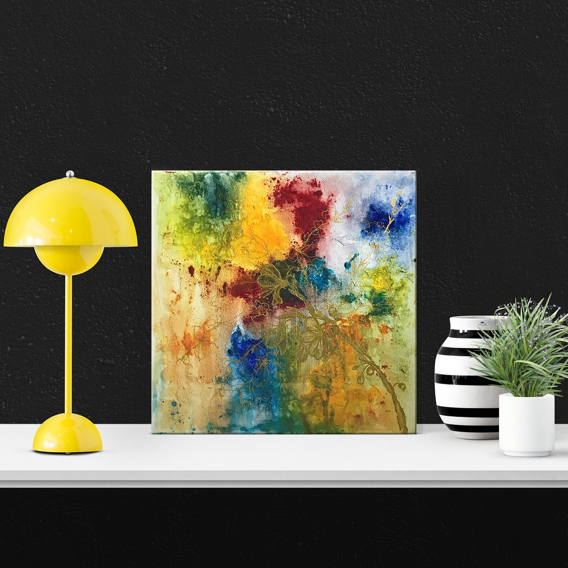 Kirschblüte Gemälde auf Leinwand 30x30cm