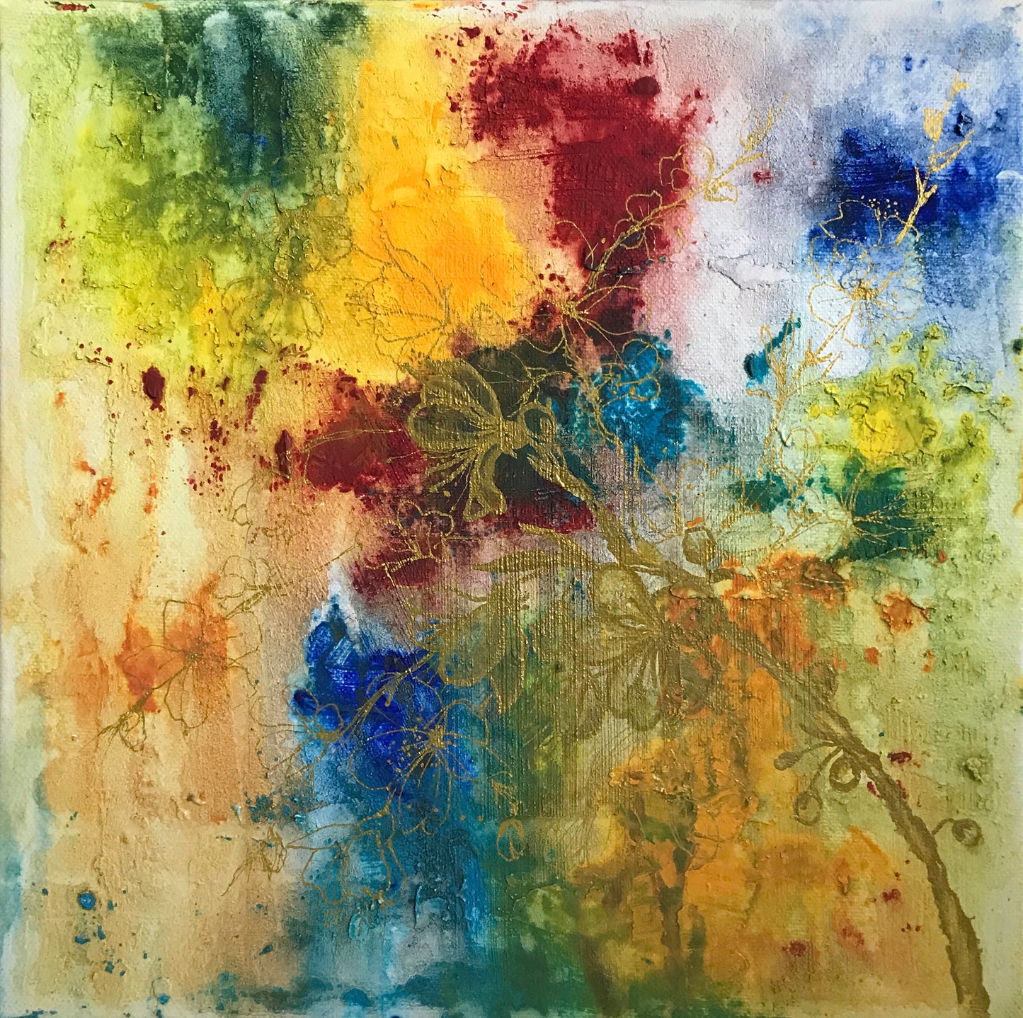 Kirschblüte Gemälde auf Leinwand 30x30cm