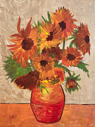 Sonnenblume nach Van Gogh Gemälde auf Leinwand 30x40cm