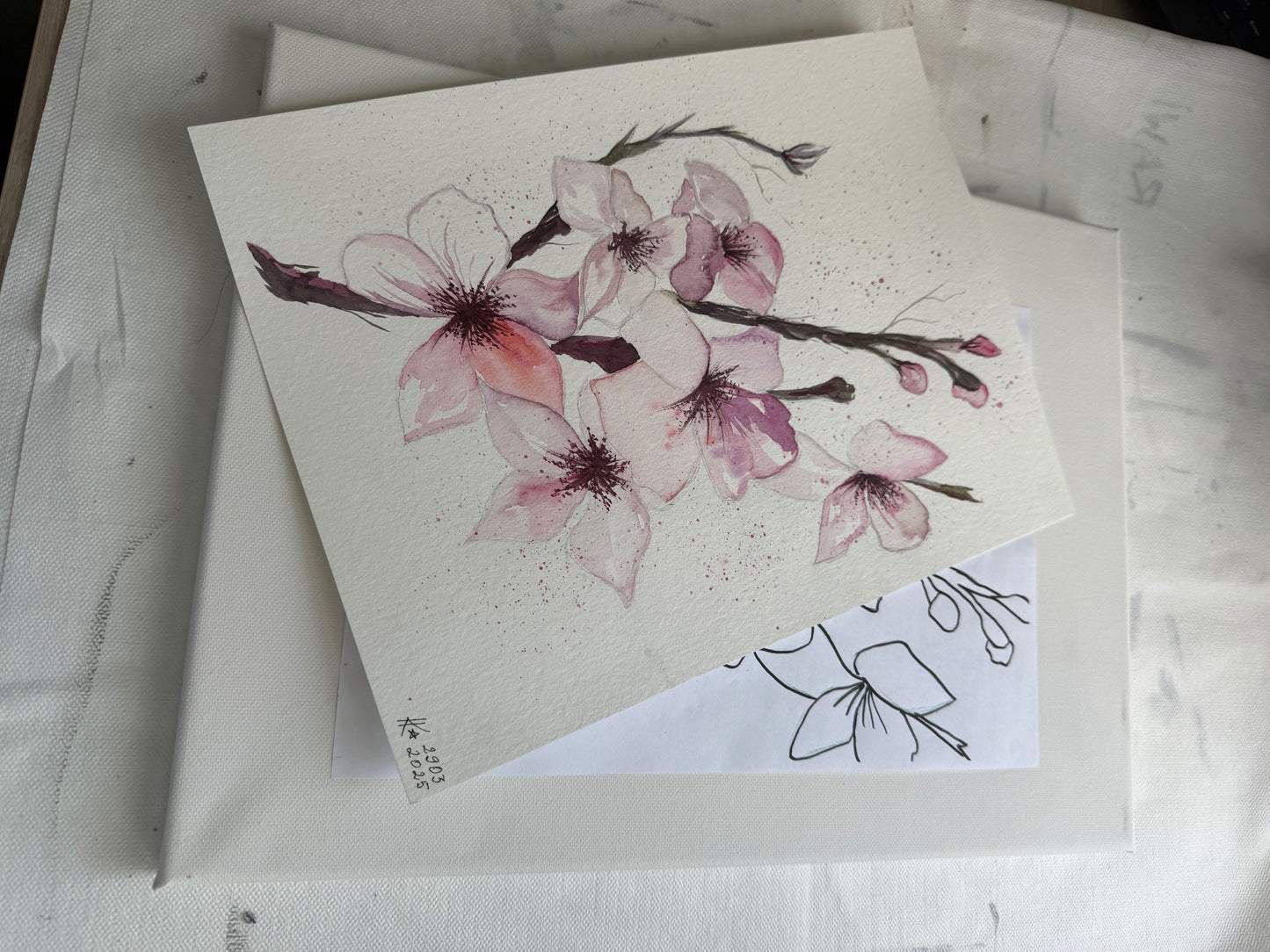 Kirschblüten Online Workshop Acryl